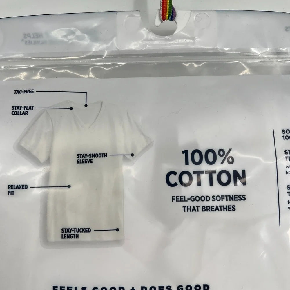 NEW Jockey generation 100% cotton white v-neck staycool undershirts 3 pack S